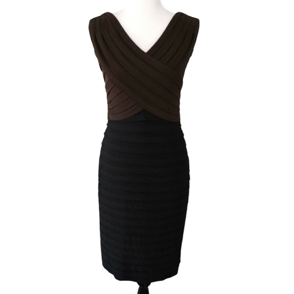 Adrianna Papell Dresses & Skirts - 🔥 ADRIANNE PAPELL brown black tiered stretch Dress Size 8